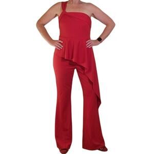 NEW YORK & COMPANY NWT Red Asymmetric Jumpsuit, Size Medium